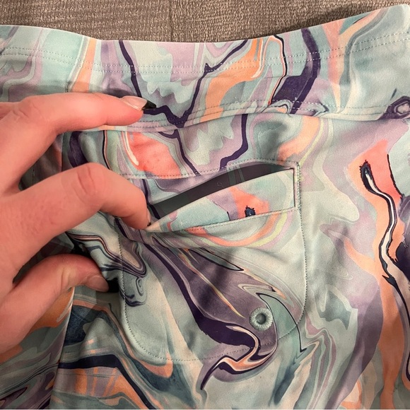 Athleta Girl Large Purple and Orange Athletic Shorts Vibrant Design Size 12 - Picture 2 of 6